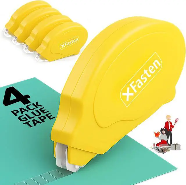 Main image of XFasten Glue Tape Roller for Scrapbooking 4-Pack Acid-Free Yellow Double Sided Tape Roller for Crafts, Photos, Bullet and Junk Journaling Supplies - Scrapbook Adhesive Runner (0.3 in x 30 ft)
