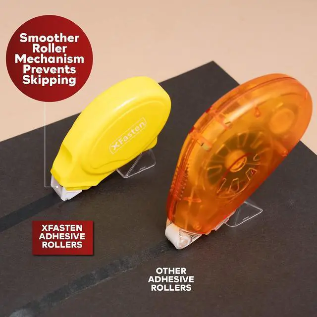 Alt view image 2 of 7 - XFasten Glue Tape Roller for Scrapbooking 4-Pack Acid-Free Yellow Double Sided Tape Roller for Crafts, Photos, Bullet and Junk Journaling Supplies - Scrapbook Adhesive Runner (0.3 in x 30 ft)