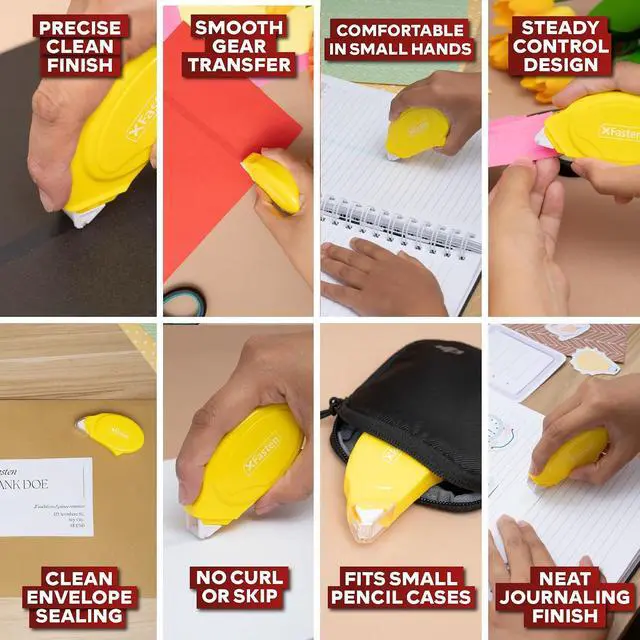 Alt view image 5 of 7 - XFasten Glue Tape Roller for Scrapbooking 4-Pack Acid-Free Yellow Double Sided Tape Roller for Crafts, Photos, Bullet and Junk Journaling Supplies - Scrapbook Adhesive Runner (0.3 in x 30 ft)
