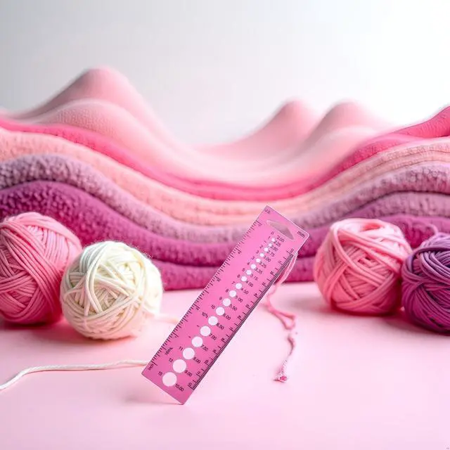 Alt view image 6 of 6 - Pink Measure Ruler, Plastic Inch All in One Crochet Hook Craft for Knitting Needles Sewing Ruler Needle Gauge Sewing Tools Sewing Rulers
