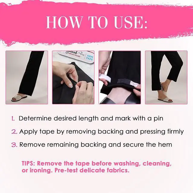 Alt view image 5 of 6 - Hollywood Fashion Secrets Hem Tape, Garment Tape Fabric to Fabric,18 Strips | Double Sided Hemming Tape, Fashion Tape for Hemming, Tailor Clothes on the go with Hollywood Adhesive Tape for Clothing