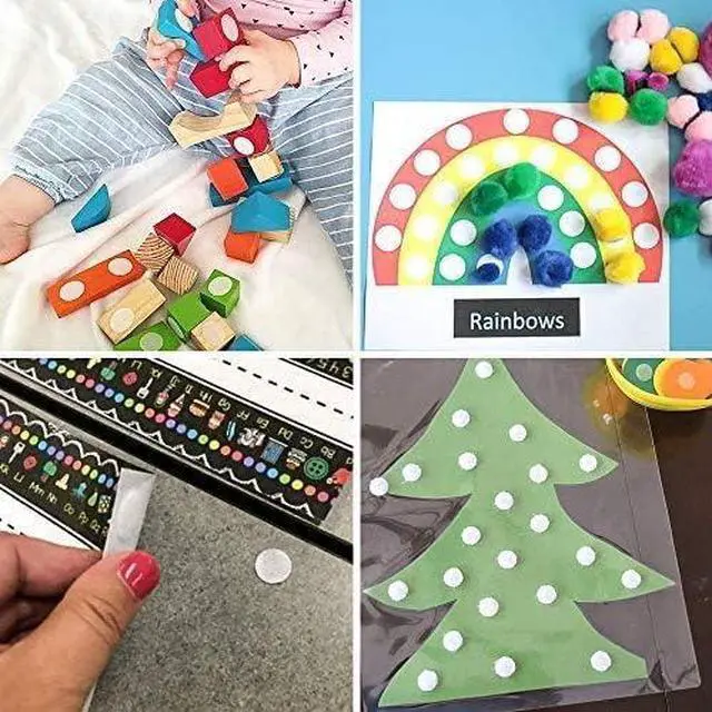 Alt view image 7 of 7 - 700 Pairs 0.79" Self Adhesive Dots White Hook and Loop Dots Sticky Back | 1400 Round 20mm Pieces, White Nylon, Strong Sticky Backing, for School Office Home Crafts and Classroom Use