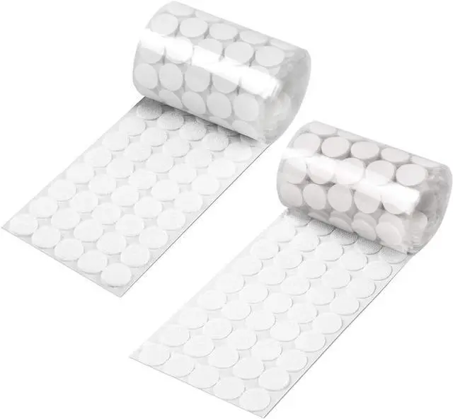 Main image of Self Adhesive Dots,350pcs(175 Pairs) 0.59 Inch Diameter Strong Sticky Back Hook Nylon, 15mm Loop Strips with Waterproof Glue Tapes, Perfect for School Classroom,Office, Home(White)