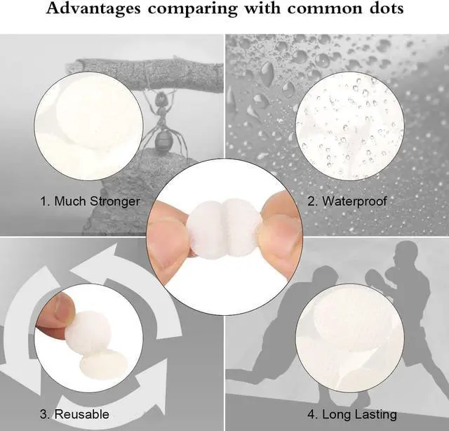 Alt view image 2 of 7 - Self Adhesive Dots,350pcs(175 Pairs) 0.59 Inch Diameter Strong Sticky Back Hook Nylon, 15mm Loop Strips with Waterproof Glue Tapes, Perfect for School Classroom,Office, Home(White)