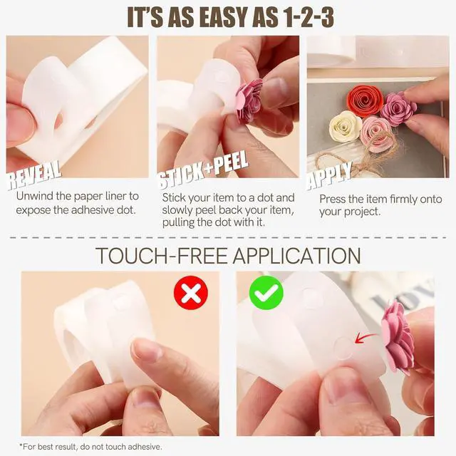 Alt view image 3 of 7 - BAOFALI 600 Pcs 1/8in (3mm) 2 Roll Ultra Thin Adhesive Dots,Clear Removable, Double Sided Stickers Permanent Sticky for Balloons Wedding Decoration or DIY Craft Dots(300 Pcs/Roll)