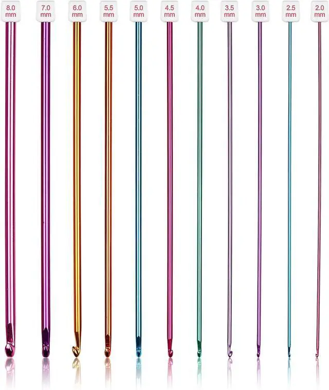 Main image of Coopay 11Pcs Tunisian Crochet Hooks Set-Long Crochet Hook, 2mm(B)-8mm(L) | Afghan Crochet Needles for Crocheting Large Projects, Great Knitting & Crochet Supplies for Beginner, Crocheter & Knitter