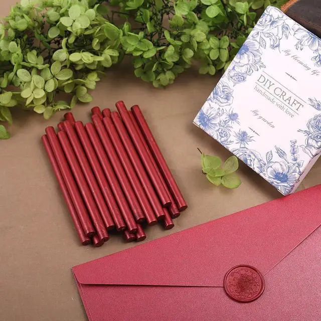 Alt view image 2 of 6 - Wine Red Wax Seal Sticks, 26pcs Mini Sealing Wax Sticks for Glue Gun, Wedding Invitations, Envelopes, Cards, Christmas Package, Gift Decoration