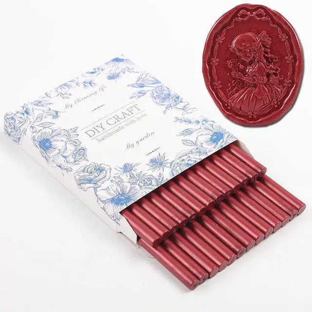 Main image of Wine Red Wax Seal Sticks, 26pcs Mini Sealing Wax Sticks for Glue Gun, Wedding Invitations, Envelopes, Cards, Christmas Package, Gift Decoration