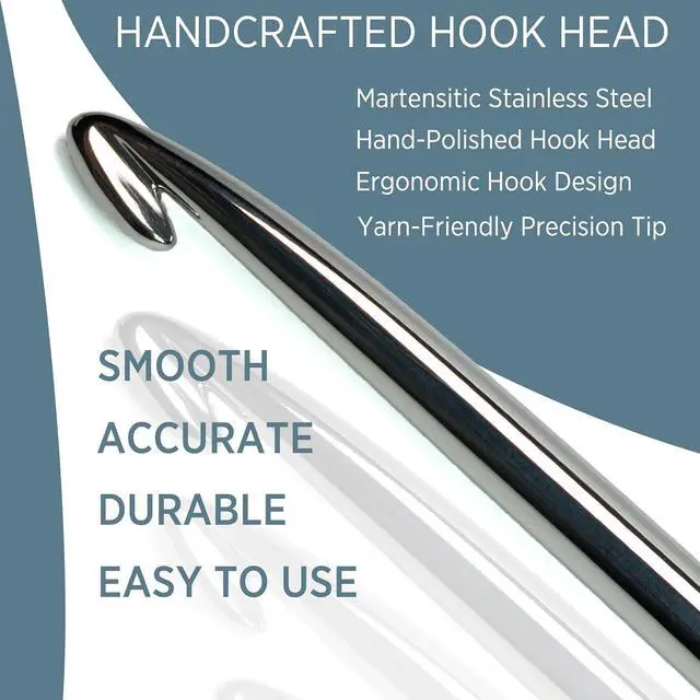Alt view image 4 of 6 - SEVENSUN Pansy Handcrafted Stainless Steel Ergonomic Crochet Hook 4.0mm | Hand-Polished Smooth Stainless Steel Hook, Durable Ergonomic PP Handle, Soft Silicone Thumb Pad, Reduces Hand Fatigue