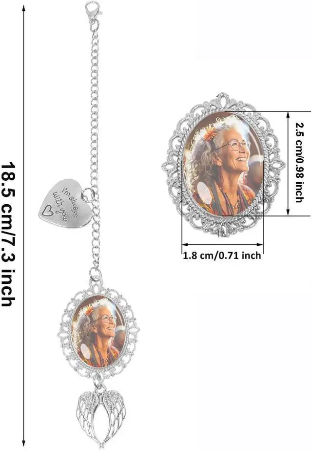 Alt view image 2 of 6 - Penta Angel Graduation Cap Photo Charm Personalized Memorial Graduate Cap Decorations DIY Tassel Gifts for Class of 2025 2026 Grad Cap Gown Ceremony (Silver)