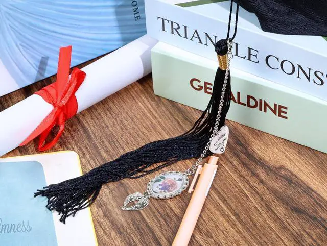 Alt view image 4 of 6 - Penta Angel Graduation Cap Photo Charm Personalized Memorial Graduate Cap Decorations DIY Tassel Gifts for Class of 2025 2026 Grad Cap Gown Ceremony (Silver)
