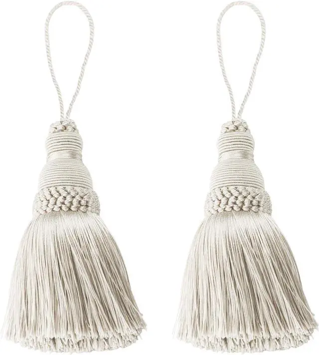 Main image of 2Pcs Colorful Tassel Key Tassels DIY Accessories(Beige) | 9.5 Inch Tassels for Crafts,Door Tassel for Knobs,Elegant Tassels for Curtain and Home Decoration,Large Decorative Tassels