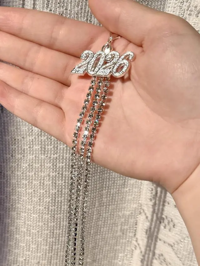 Alt view image 3 of 4 - 2026 Graduation Tassel for Grad Cap Decoration Silver Diamond Tassel | Graduation Ceremony Accessories