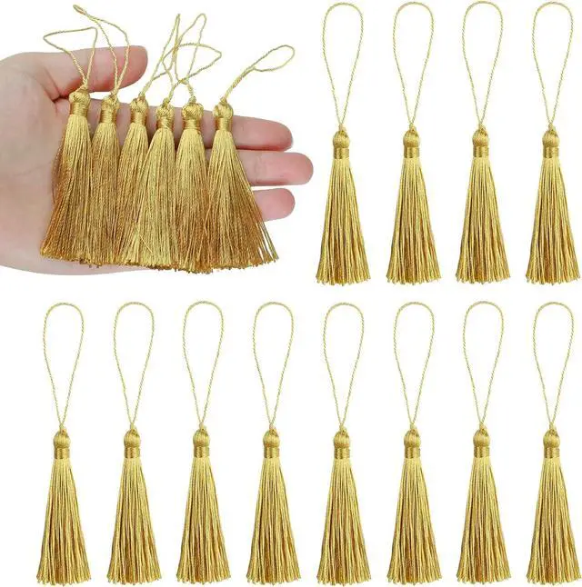 Main image of BEL AVENIR 20pcs 5" Silky Floss Carft Tassel Keychain Tassel-Gold | Craft Tassel for Jewelry Making,Tags,DIY Accessory