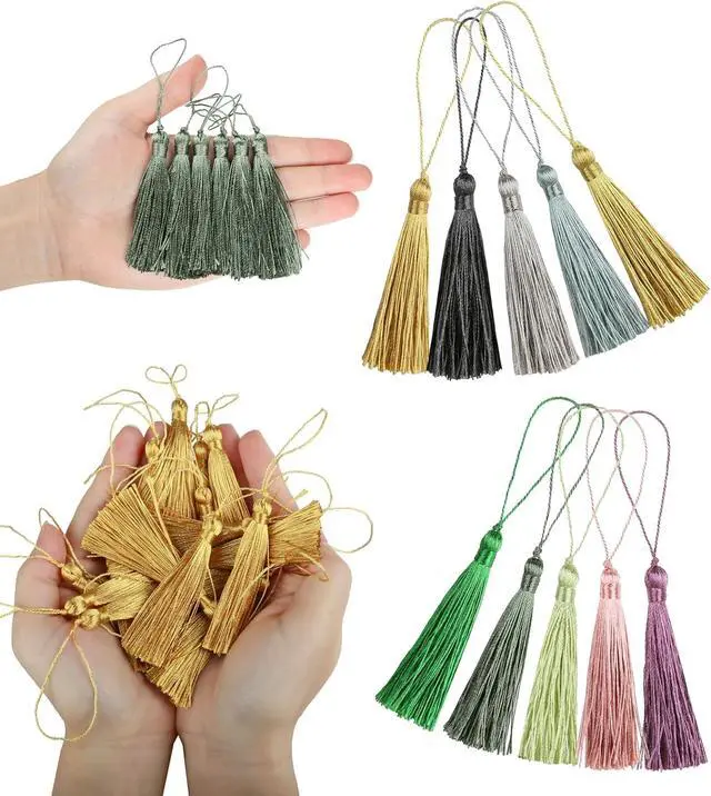 Alt view image 4 of 4 - BEL AVENIR 20pcs 5" Silky Floss Carft Tassel Keychain Tassel-Gold | Craft Tassel for Jewelry Making,Tags,DIY Accessory