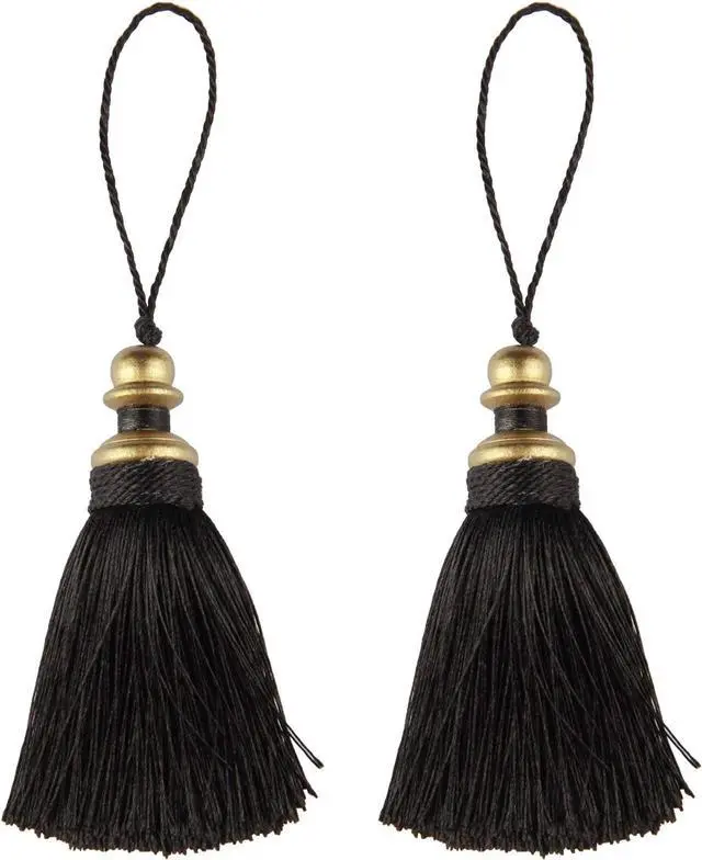 Main image of 2 Pack Tassel Key Tassel with Loops for Home Decoration | DIY Decorative Tassel Accessories for Home, Door and Furniture Ornament Decoration Projects, Black