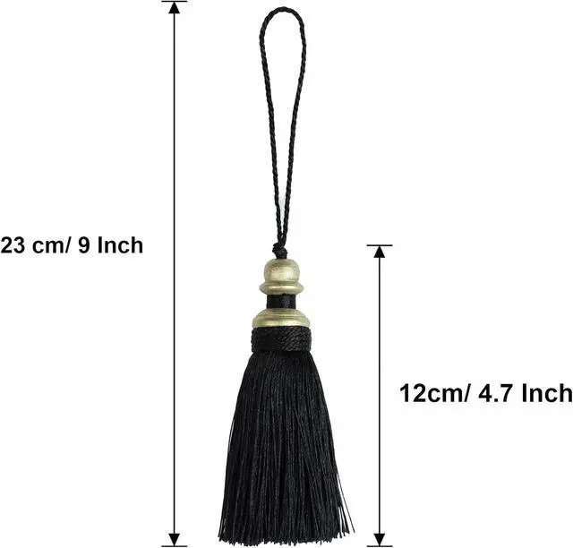 Alt view image 3 of 7 - 2 Pack Tassel Key Tassel with Loops for Home Decoration | DIY Decorative Tassel Accessories for Home, Door and Furniture Ornament Decoration Projects, Black