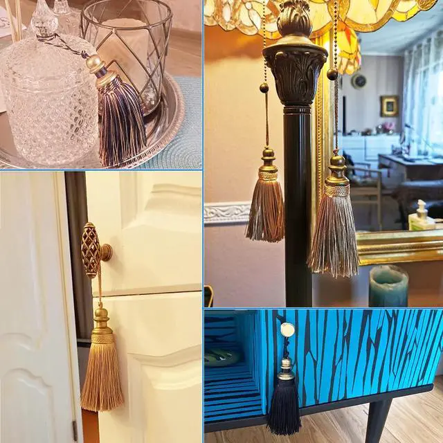 Alt view image 4 of 7 - 2 Pack Tassel Key Tassel with Loops for Home Decoration | DIY Decorative Tassel Accessories for Home, Door and Furniture Ornament Decoration Projects, Black