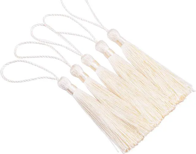 Main image of KONMAY 20pcs Silky Handmade Tiny(3.5'') Soft Craft Mini Tassels with Loops for Bookmarks Jewelry Making, Decoration DIY Projects (Cream)