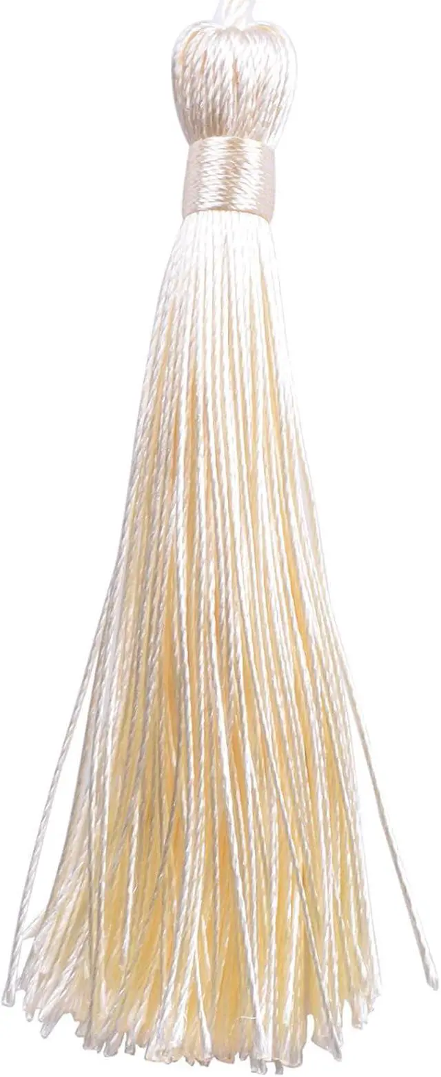 Alt view image 2 of 3 - KONMAY 20pcs Silky Handmade Tiny(3.5'') Soft Craft Mini Tassels with Loops for Bookmarks Jewelry Making, Decoration DIY Projects (Cream)