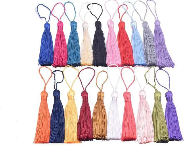Alt view image 3 of 3 - KONMAY 20pcs Silky Handmade Tiny(3.5'') Soft Craft Mini Tassels with Loops for Bookmarks Jewelry Making, Decoration DIY Projects (Cream)