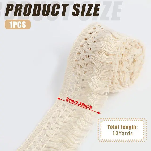 Alt view image 2 of 7 - 10 Yards Boho Long Fringe Trim 2.3'' Wide Sewing Fringe Trim Cotton Tassel Trims for Clothes Lamp Shade Curtain Dress Crafts Accessories Home Decor