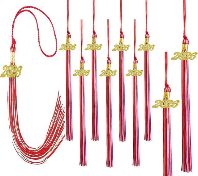 Main image of Red and White Graduation Tassels 2026 Bulk for Grad Cap and Graduation Ceremony Accessory Decoration,10 Pieces