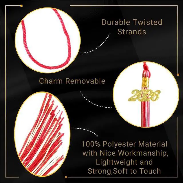 Alt view image 2 of 6 - Red and White Graduation Tassels 2026 Bulk for Grad Cap and Graduation Ceremony Accessory Decoration,10 Pieces
