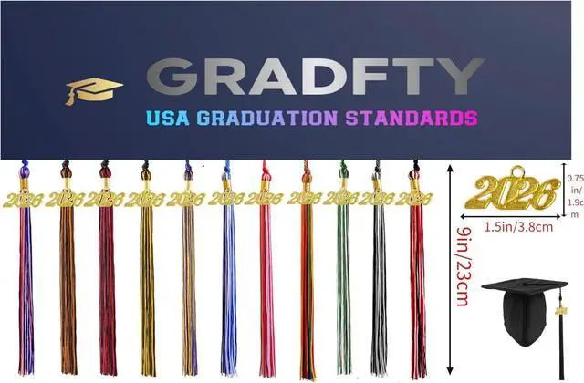 Alt view image 4 of 6 - Blue and Gold Graduation Tassels 2026 Bulk for Grad Cap and Graduation Ceremony Accessory Decoration,10 Pieces