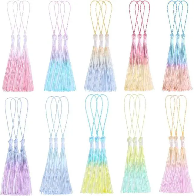 Main image of 30PCS Mini Tassels for Crafts Bookmark Tassels for Crafts 10 Colors Silky Soft Tassels with Cord Loops Handmade Craft 13cm/5-Inch Small Tassels for Bookmarks DIY Crafts Keychain Jewelry Making