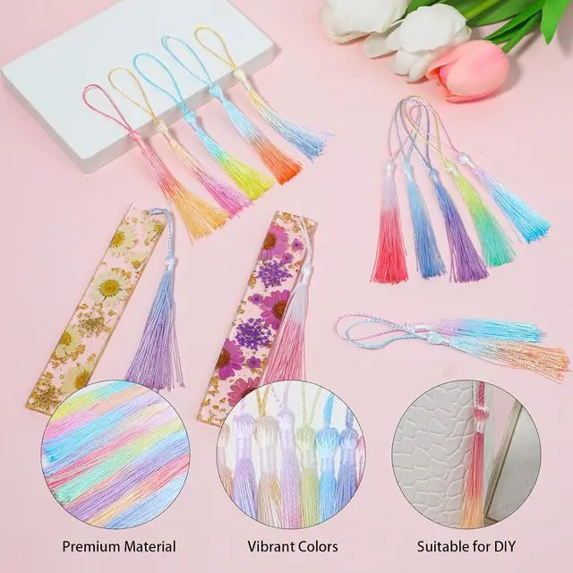 Alt view image 3 of 7 - 30PCS Mini Tassels for Crafts Bookmark Tassels for Crafts 10 Colors Silky Soft Tassels with Cord Loops Handmade Craft 13cm/5-Inch Small Tassels for Bookmarks DIY Crafts Keychain Jewelry Making