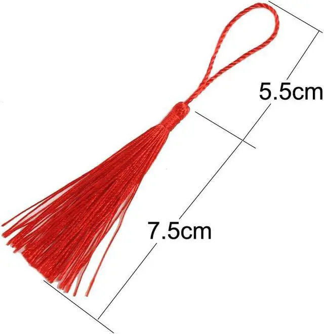 Alt view image 4 of 6 - VEYLIN 100Pcs 13cm/5 inch Small Craft Tassels, Handmade Mini Silky Bookmark Tassel with Loop for Jewelry Making