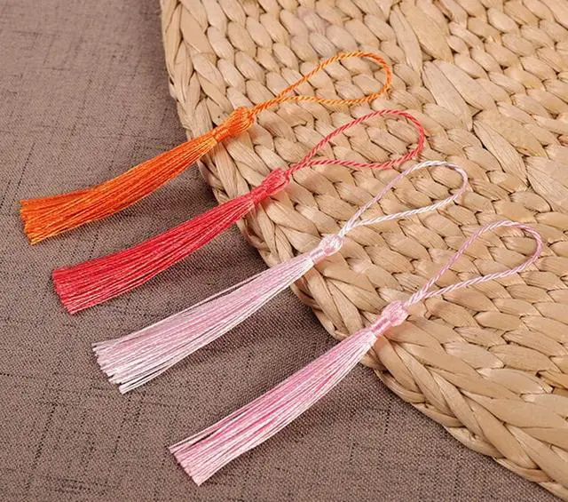 Alt view image 5 of 6 - VEYLIN 100Pcs 13cm/5 inch Small Craft Tassels, Handmade Mini Silky Bookmark Tassel with Loop for Jewelry Making