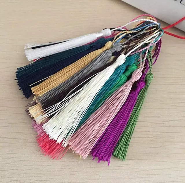 Alt view image 6 of 6 - VEYLIN 100Pcs 13cm/5 inch Small Craft Tassels, Handmade Mini Silky Bookmark Tassel with Loop for Jewelry Making