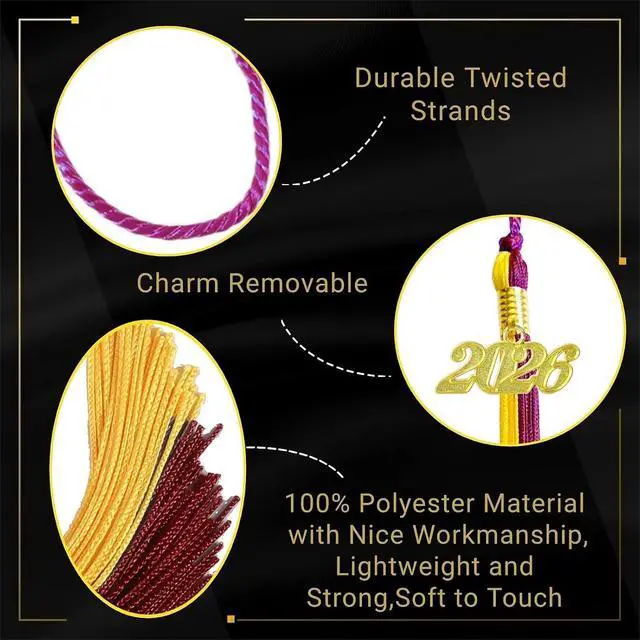 Alt view image 2 of 6 - Maroon and Gold Graduation Tassel 2026 for Grad Cap and Graduation Ceremony Accessory Decoration
