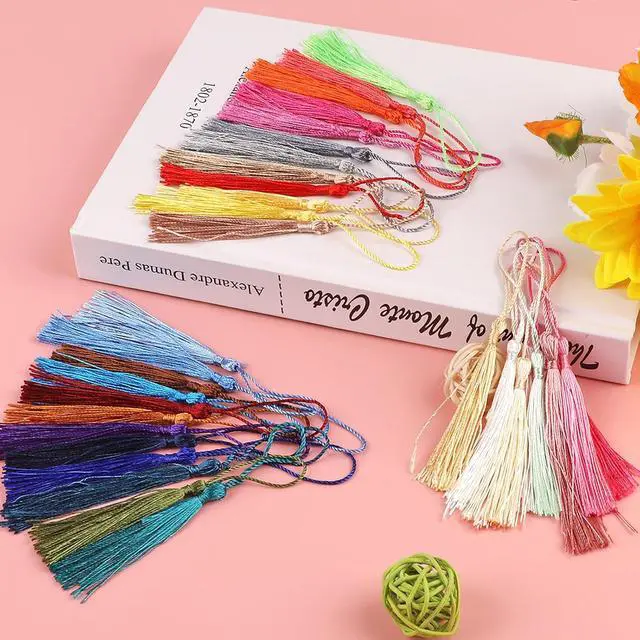 Alt view image 6 of 6 - Tassels, 140pcs Bookmark Tassels, 13cm/5 Inch Tassels for Crafts | Tassels in Assorted Colors,Bookmark Tassels Bulk with Loops for Keychain Making, DIY Projects (35 Colors, 4 Pcs Each)
