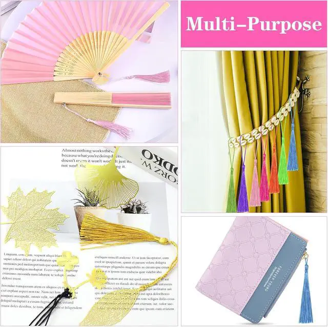 Alt view image 5 of 6 - Tassels, 140pcs Bookmark Tassels, 13cm/5 Inch Tassels for Crafts | Tassels in Assorted Colors,Bookmark Tassels Bulk with Loops for Keychain Making, DIY Projects (35 Colors, 4 Pcs Each)