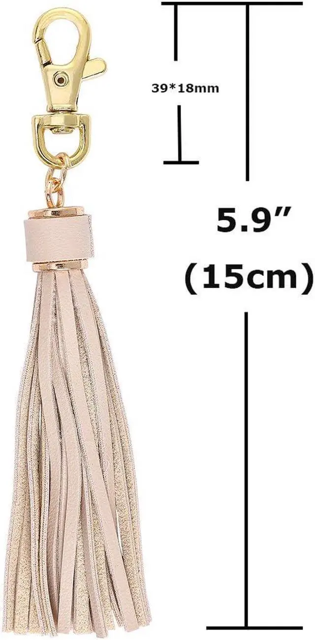 Alt view image 2 of 2 - 5.9" PU Leather Tassels 8pcs with Clasp for Handbag Keychain | With features sturdy lobster swivel clasps perfect for handbags, keychains, car keys, jewelry, and DIY craft projects
