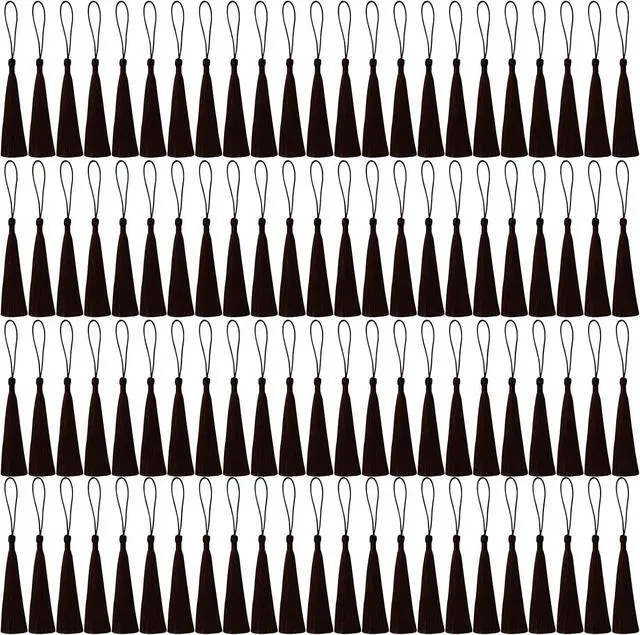 Main image of MUXGOA 150 Pcs Bookmark Tassels for Crafts,Key Chain Mini Tassels for Jewelry Making & Graduation Book Marks(Black)