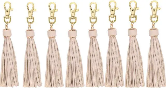Main image of 5.9" PU Leather Tassels 8pcs with Clasp for Handbag Keychain | With features sturdy lobster swivel clasps perfect for handbags, keychains, car keys, jewelry, and DIY craft projects