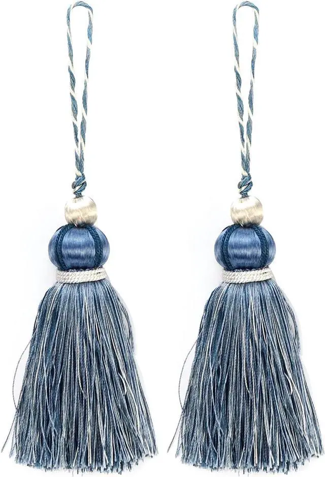 Main image of Antrader Tassel Key Tassel with Loops for Curtain Decoration,2Pcs | Polyester Key Tassels for Key Chain Straps DIY Accessories,Handmade