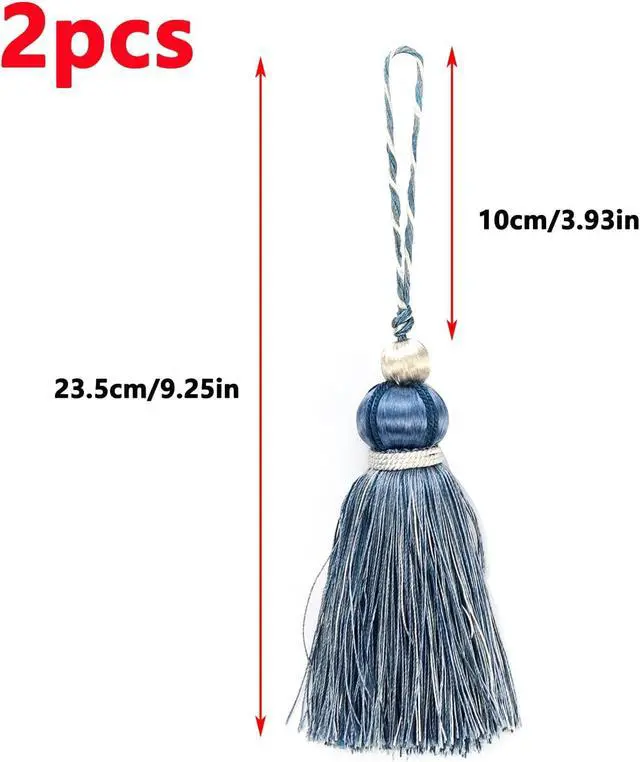 Alt view image 2 of 7 - Antrader Tassel Key Tassel with Loops for Curtain Decoration,2Pcs | Polyester Key Tassels for Key Chain Straps DIY Accessories,Handmade