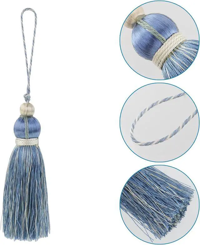 Alt view image 3 of 7 - Antrader Tassel Key Tassel with Loops for Curtain Decoration,2Pcs | Polyester Key Tassels for Key Chain Straps DIY Accessories,Handmade