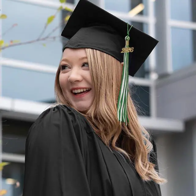 Alt view image 5 of 6 - Endea Graduation Mixed Double Color Tassel with Gold Date Drop (Green/White, 2026)