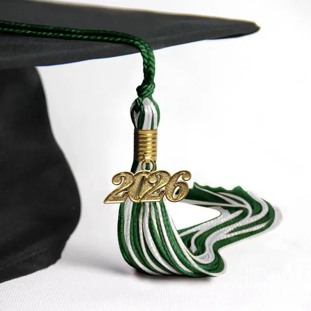 Alt view image 4 of 6 - Endea Graduation Mixed Double Color Tassel with Gold Date Drop (Green/White, 2026)