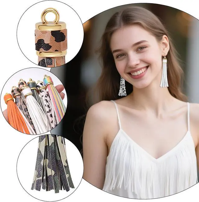 Alt view image 3 of 6 - HOVEOX 18 Pcs Leather Tassel Keychain Tassels Crafts Handbags(Mixed Color) | 3.9 Inch, Faux Leather, Multicolor, Bulk Tassels for Keychain Making, Crafts, Handbags and Jewelry DIY