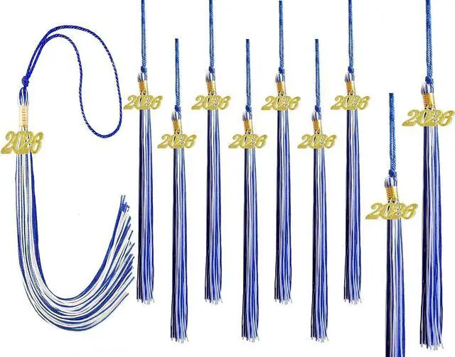 Main image of Blue and White Graduation Tassels 2026 Bulk for Grad Cap and Graduation Ceremony Accessory Decoration,10 Pieces