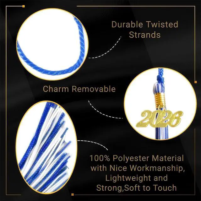 Alt view image 2 of 6 - Blue and White Graduation Tassels 2026 Bulk for Grad Cap and Graduation Ceremony Accessory Decoration,10 Pieces