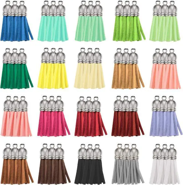 Main image of Happer 60 Pieces Leather Tassel Bulk for Keychain Key Rings and Jewelry Making, 20 Colors