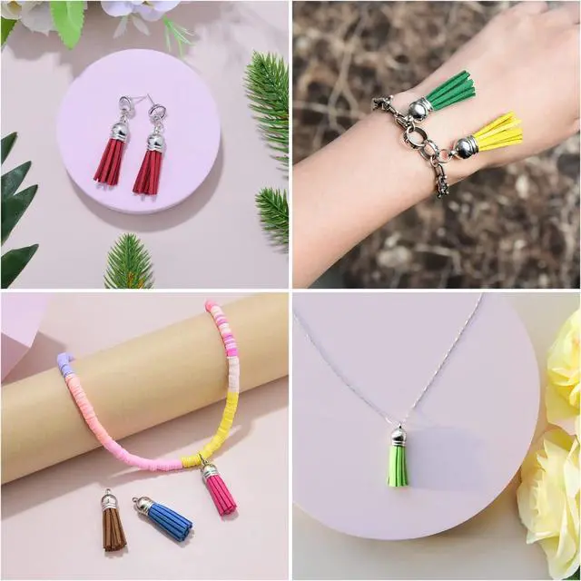 Alt view image 6 of 6 - Happer 60 Pieces Leather Tassel Bulk for Keychain Key Rings and Jewelry Making, 20 Colors